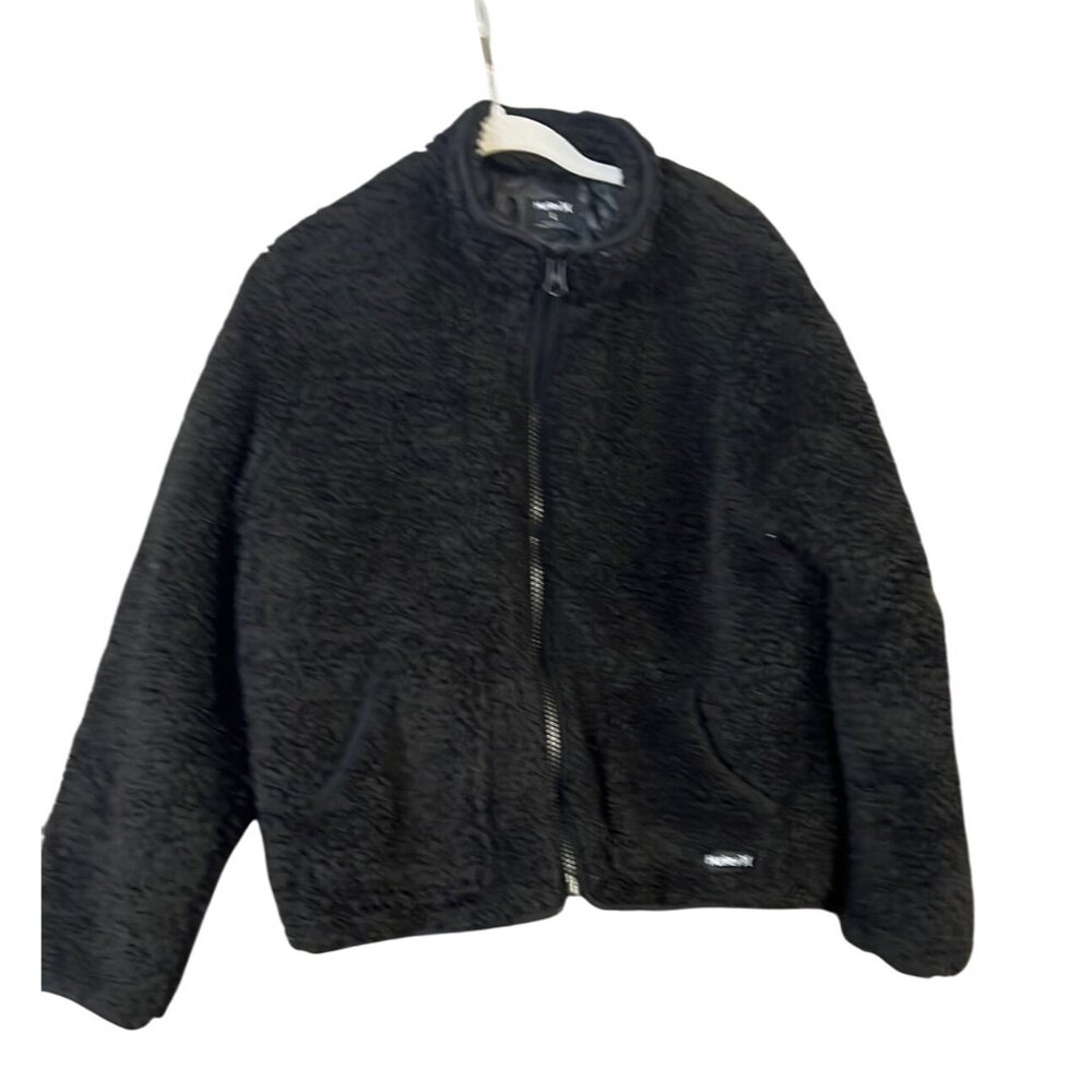 Jacket fleece sherpa hurley large black full zip teddy